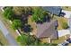 Overhead view of a house with a large backyard, mature trees, and privacy fencing at 2301 Angel Fish Loop, Leesburg, FL 34748