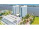 Aerial view of high-rise waterfront condo towers showcasing their luxurious architecture and desirable location on the water at 241 Riverside Dr # 601, Daytona Beach, FL 32117