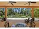 Tranquil covered patio with seating area and lush greenery views at 2454 Hyatt Creek Ln, Port Orange, FL 32128