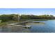 Aerial view of a wooden pier extending into the calm lake, surrounded by trees and greenery, offering peaceful waterfront recreation at 3005 Garden Rd, Eustis, FL 32726