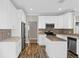 Open kitchen with white cabinets, stainless steel appliances, and laminate flooring at 303 Puffer Ct, Kissimmee, FL 34759