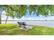 Bench seating with a scenic view of the waterfront property, showcasing a tranquil outdoor experience at 411 N Halifax Ave # 304, Daytona Beach, FL 32118