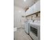 Functional laundry room with white cabinets, modern washer and dryer, and ample storage at 418 Aquamarine Way, Daytona Beach, FL 32124