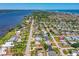 Aerial view showcasing the home's location near ocean and riverfront in a lively residential neighborhood at 863 Riverside Dr, Ormond Beach, FL 32176