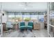 Cozy sunroom with bright windows, neutral furniture, desk, and bookshelves for relaxing or working from home at 111 Claire Ter, Daytona Beach, FL 32118