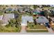 An aerial view showcases a single-Gathering home with a private driveway and lush green lawn at 219 Lynnhurst Dr, Ormond Beach, FL 32176