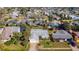 An aerial view shows a charming home with a well-manicured lawn and a variety of mature trees at 219 Lynnhurst Dr, Ormond Beach, FL 32176