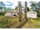 A spacious backyard features grass, a storage shed and mature trees at 2309 6Th Ave, Deland, FL 32724