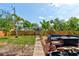 Backyard area with landscaping, pavers, and a seating area at 600 Holmes Ave, Daytona Beach, FL 32114