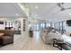 Spacious open floorplan offering views of the beach, chef's kitchen and living space at 787 Ocean Shore Blvd, Ormond Beach, FL 32176