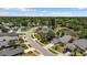 Scenic aerial view of a residential area with mature trees and a pond at 914 Smokerise Blvd, Port Orange, FL 32127