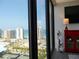 The large windows highlight the expansive city and water views in this condo at 1 Oceans West Blvd # 20B4, Daytona Beach, FL 32118