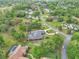 A charming aerial view of a landscaped home featuring a swimming pool nestled among lush greenery at 1661 Timber Hills Dr, Deland, FL 32724