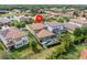 Aerial view of home showcasing pool, outdoor area, and location within a well-maintained neighborhood at 199 Verde Way, Debary, FL 32713