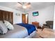 This charming bedroom features bright light, closet space and a ceiling fan for added comfort and functionality at 229 Riverbend Rd, Ormond Beach, FL 32174