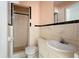 Classic bathroom design with a black-and-white tile border and vanity at 2919 Griffin Rd, Leesburg, FL 34748