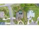 Overhead aerial view of a large landscaped property with circular driveway and backyard pool at 3 Whipper In Cir, Ormond Beach, FL 32174
