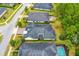 An aerial showing rooftops and tree-lined street at 341 Chelsea Place Ave, Ormond Beach, FL 32174
