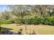 Peaceful backyard with lush trees, trimmed hedges, and landscaping features at 421 Holly Fern Trl, Deland, FL 32720