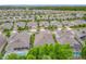 Aerial view of a beautiful residential neighborhood featuring manicured lawns, mature trees, and in-ground swimming pools at 425 Wedgeworth Ln, Deland, FL 32724