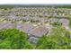 An aerial view showcasing a vibrant neighborhood featuring lush green trees, swimming pools, and well-maintained homes at 425 Wedgeworth Ln, Deland, FL 32724