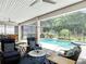 Covered lanai with a clear view of the screened-in pool and lush backyard at 425 Wedgeworth Ln, Deland, FL 32724