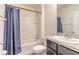 A bathroom with tub and shower and modern sink and countertop at 4273 Ne 29Th Pl, Ocala, FL 34470