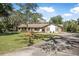 Charming single-story home featuring stone accents and a well-manicured lawn under a bright blue sky at 6247 Palomino Cir, Port Orange, FL 32127