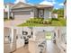 Split view featuring an exterior and a modern kitchen with stainless steel appliances and island seating at 7068 Lanier Falls Rd, Deland, FL 32724