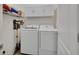 Well-organized laundry room featuring a washer, dryer, and ample storage shelves at 859 Oak Hollow Loop, Deland, FL 32724