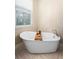 Close-up of standalone tub with faucet, window and decorative tray at 115 San Marino Ln, Deland, FL 32724