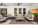 Stylish lanai with ceiling fans features comfortable seating area perfect for entertaining at 115 San Marino Ln, Deland, FL 32724