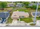 Aerial view of a single Gathering home with an expansive manicured backyard at 1426 Saxon Blvd, Deltona, FL 32725