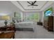 Bedroom with tray ceiling, serene gray walls, and large windows providing ample light at 173 Old Moss Cir, Deland, FL 32724