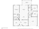 Detailed floor plan of a home with dimensions, including kitchen, bedrooms, living room, and garage at 2150 Deck Ct, Deltona, FL 32738