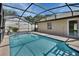 Backyard pool with screened enclosure, patio, and sliding glass door at 257 Deleon Rd, Debary, FL 32713