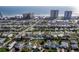 Aerial shot showcases a coastal community, highlighting the home's location near the ocean and various amenities at 2573 W Coral Way, Daytona Beach, FL 32118