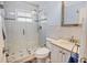 Updated bathroom featuring a glass enclosed shower, updated vanity, and modern fixtures at 2573 W Coral Way, Daytona Beach, FL 32118