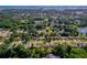 An aerial view showcases a lakeside neighborhood with mature trees and beautiful homes at 3441 Country Walk Dr, Port Orange, FL 32129