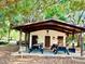 A shaded park building with picnic tables invites relaxation and outdoor dining at 370 S Center St, Ormond Beach, FL 32174