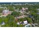 Aerial view shows the property, nestled among trees, with easy access to city amenities at 415 W Church St, Deland, FL 32720