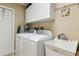 Functional laundry room with a sink and modern appliances, perfect for household tasks at 481 W Holly Dr, Orange City, FL 32763