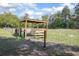 Fenced horse pen with a wooden shelter, set in a spacious, grassy pasture at 5410 Deleon Springs Ranch Rd, De Leon Springs, FL 32130