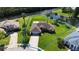 Aerial view with property line of a single-Gathering home on waterfront property at 6182 Knotty Pine Ct, Port Orange, FL 32127