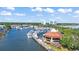 Aerial view of the marina and surrounding channel at 761 Marina Point Dr # 7610, Daytona Beach, FL 32114