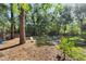 Private backyard featuring mature trees, firepit, and outdoor play equipment at 1081 Torchwood Dr, Deland, FL 32724