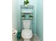 Toilet and shelving with decorative plants in this nicely finished bathroom at 112 Coral Reef Ct, Sanford, FL 32771