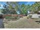 A large fenced backyard features manicured landscaping, adding privacy and beauty to the outdoor space at 1128 Heidi Ct, Deland, FL 32720