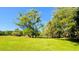 Sprawling green backyard with mature trees and a serene pond for ultimate relaxation at 150 Lake Charles Rd, Deland, FL 32724