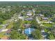 Real estate aerial showing lush trees, houses, and roads in the neighborhood at 1927 Orange Tree Dr, Edgewater, FL 32141